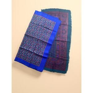 Lot Of 2 Vintage Scarves Paisley Blue Purple Bohemian